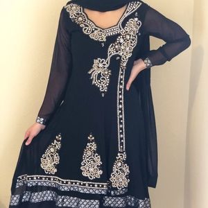 Black High-Low Indian Anarkali